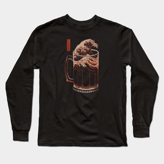 The Great Wave of Beer Long Sleeve T-Shirt by Elan Harris